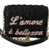 Dolce & Gabbana Women's Chic Black MILLENNIALS Embroidered Purse