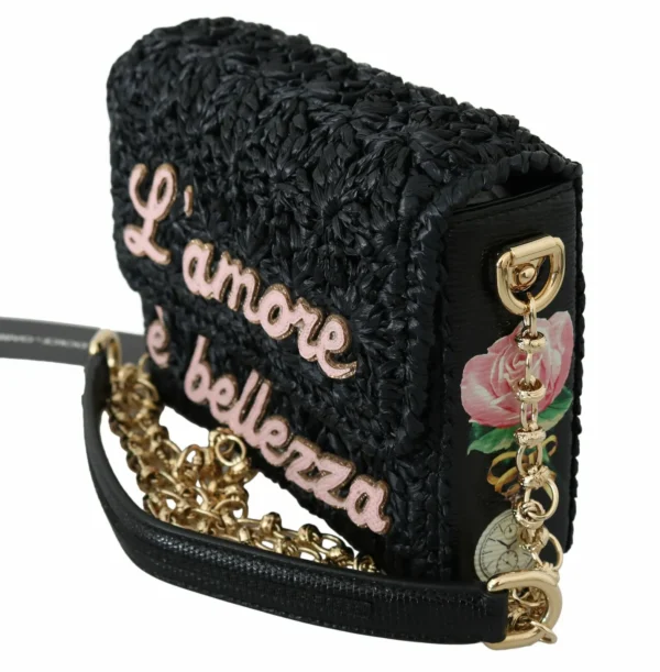 Dolce & Gabbana Women's Chic Black MILLENNIALS Embroidered Purse