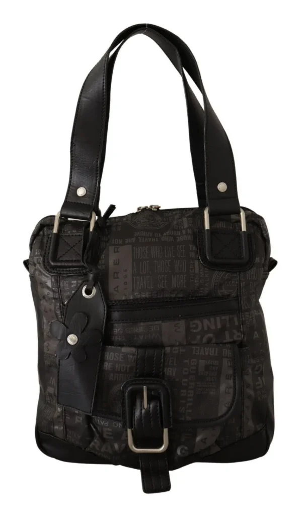 WAYFARER Women's Chic Black and Gray Fabric Shoulder Handbag
