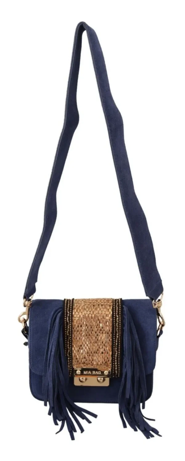 MIA Women's Chic Suede Shoulder Handbag with Gold Applique