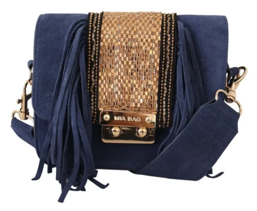 MIA Women's Chic Suede Shoulder Handbag with Gold Applique