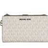 Michael Kors Women's Jet Set Travel Bright White PVC Large Double Zip Wristlet Wallet