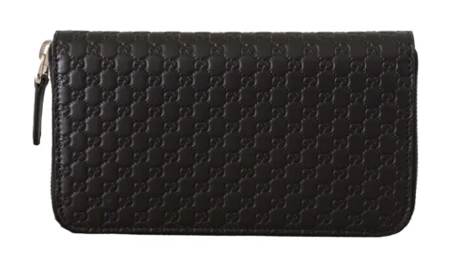 Gucci Women's Elegant Black Leather Zip-Around Wallet