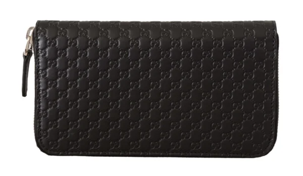 Gucci Women's Elegant Black Leather Zip-Around Wallet