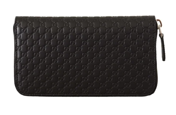 Gucci Women's Elegant Black Leather Zip-Around Wallet