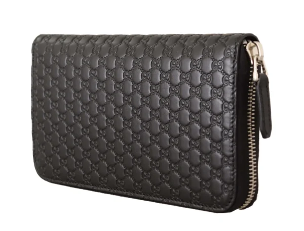 Gucci Women's Elegant Black Leather Zip-Around Wallet