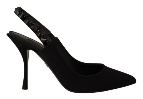 Dolce & Gabbana Women's Elegant Black Silk Blend Slingback Pumps