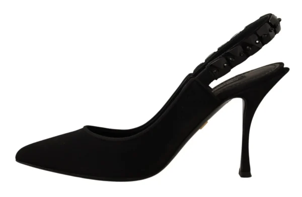 Dolce & Gabbana Women's Elegant Black Silk Blend Slingback Pumps
