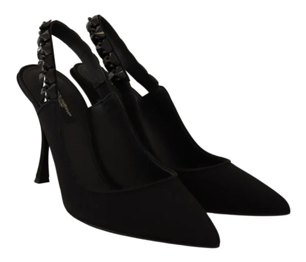 Dolce & Gabbana Women's Elegant Black Silk Blend Slingback Pumps