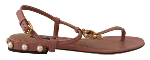 Dolce & Gabbana Women's Elegant Pink Leather Ankle Strap Sandals