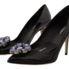 Dolce & Gabbana Women's Elegant Patent Leather Pumps with Purple Crystals