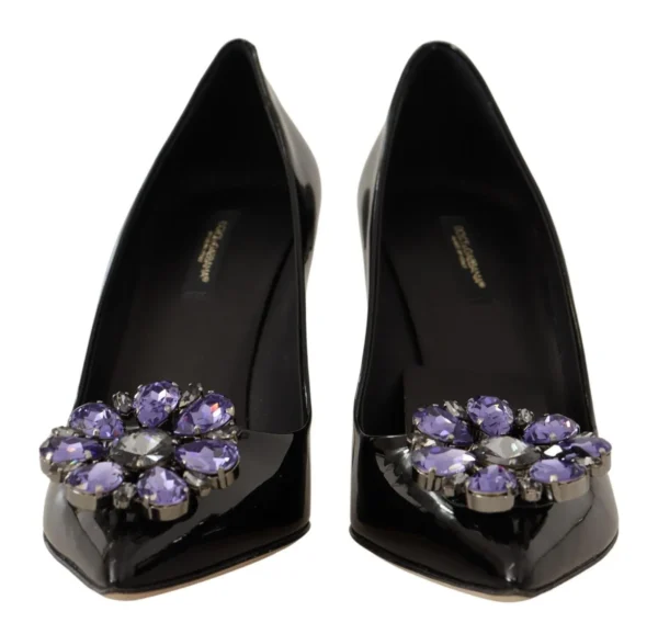 Dolce & Gabbana Women's Elegant Patent Leather Pumps with Purple Crystals