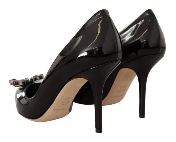 Dolce & Gabbana Women's Elegant Patent Leather Pumps with Purple Crystals