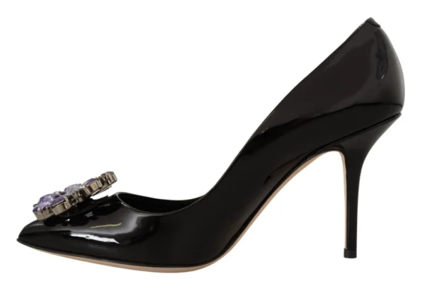 Dolce & Gabbana Women's Elegant Patent Leather Pumps with Purple Crystals