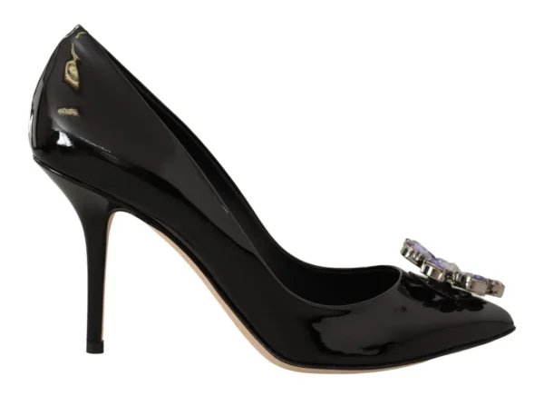 Dolce & Gabbana Women's Elegant Patent Leather Pumps with Purple Crystals