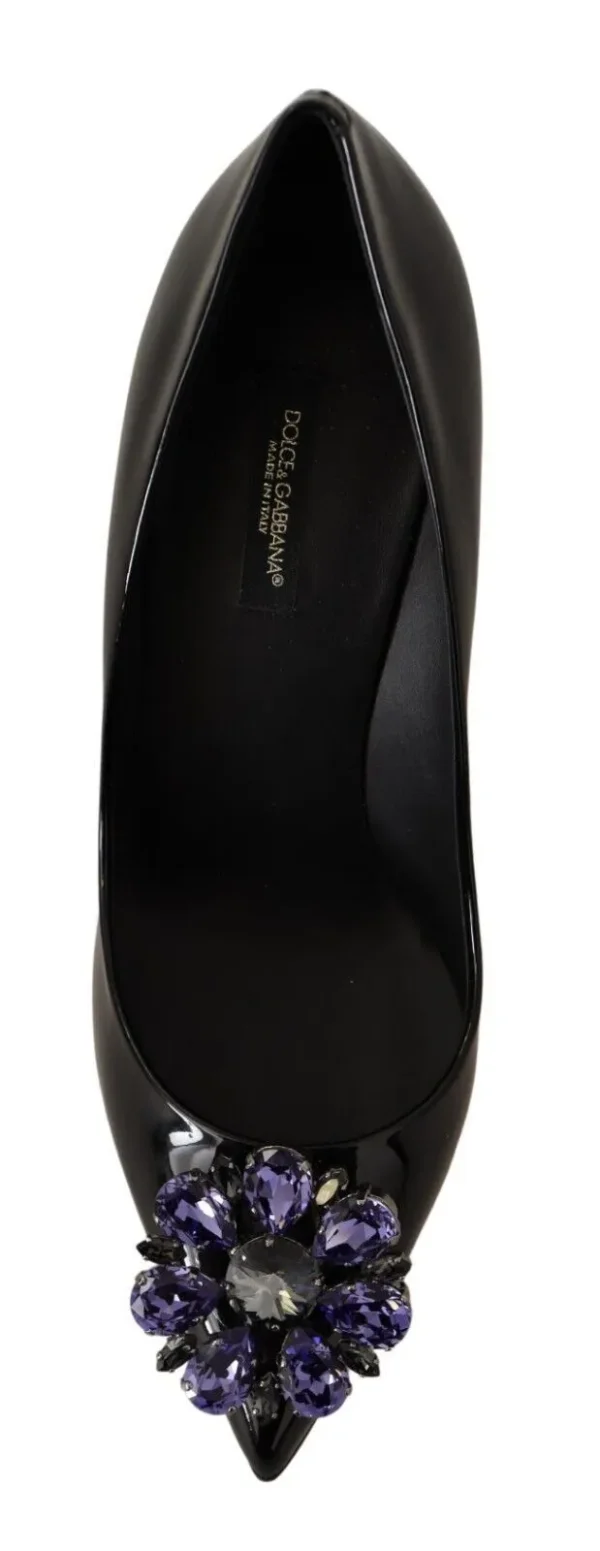 Dolce & Gabbana Women's Elegant Patent Leather Pumps with Purple Crystals
