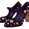 Dolce & Gabbana Women's Elegant Suede Heels with Jewel Buttons