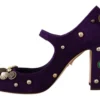 Dolce & Gabbana Women's Elegant Suede Heels with Jewel Buttons