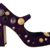 Dolce & Gabbana Women's Elegant Suede Heels with Jewel Buttons