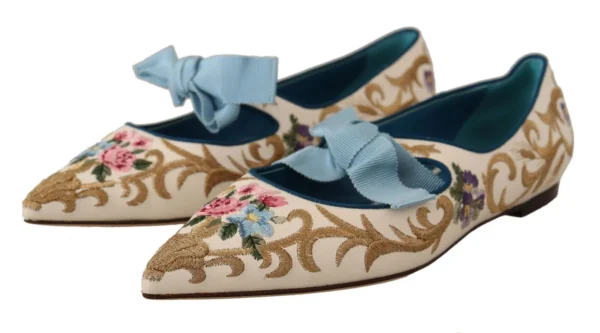 Dolce & Gabbana Women's Chic Floral Embroidered Flat Sandals for Summer