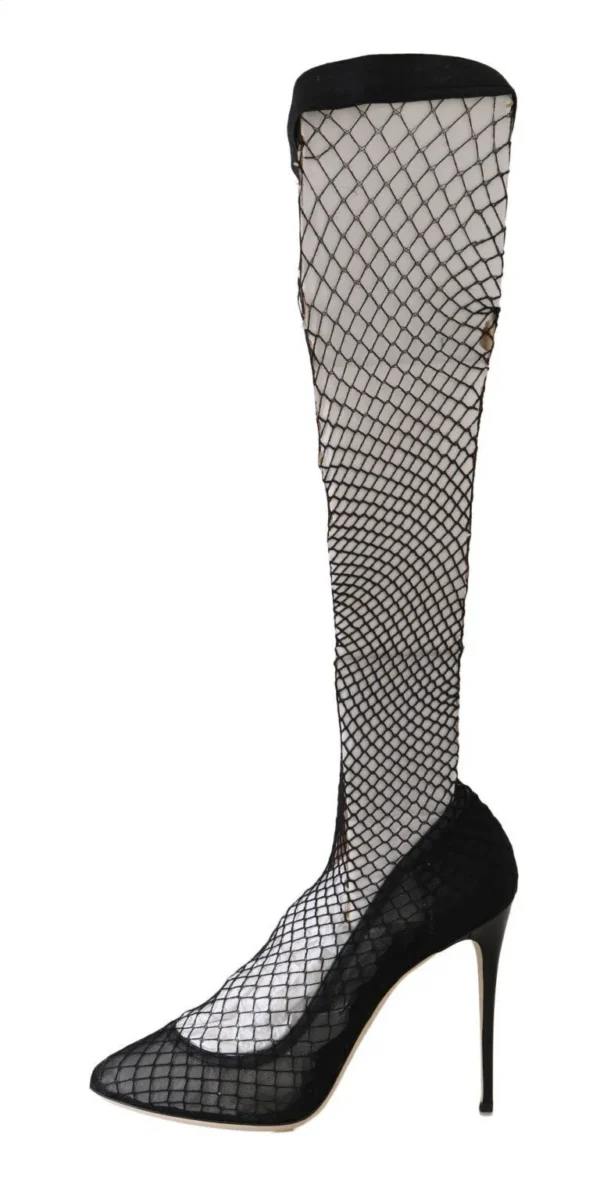Dolce & Gabbana Women's Elegant Netted Sock Pumps in Timeless Black