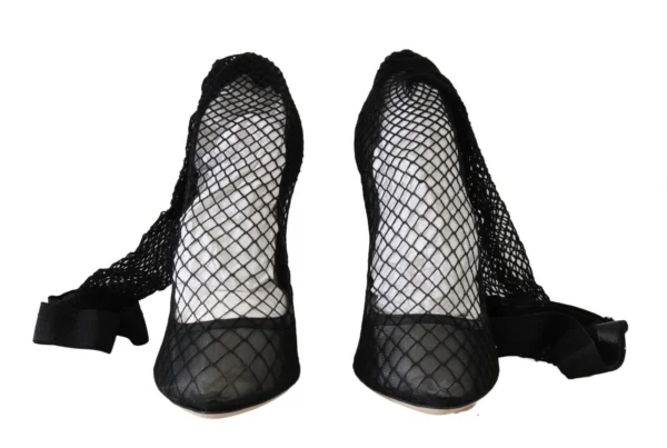 Dolce & Gabbana Women's Elegant Netted Sock Pumps in Timeless Black