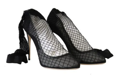Dolce & Gabbana Women's Elegant Netted Sock Pumps in Timeless Black