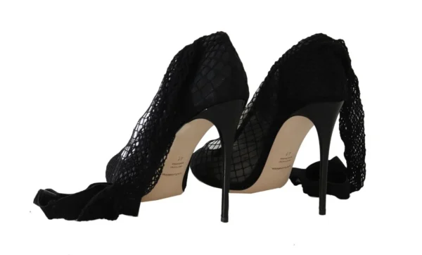 Dolce & Gabbana Women's Elegant Netted Sock Pumps in Timeless Black