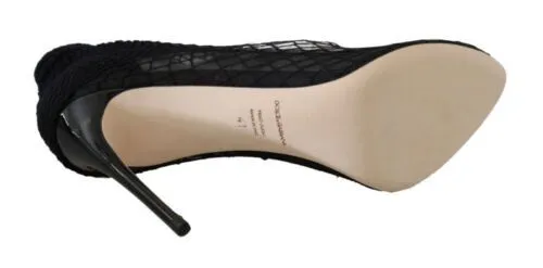 Dolce & Gabbana Women's Elegant Netted Sock Pumps in Timeless Black