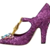 Dolce & Gabbana Women's Elegant Purple Sequined T-Strap Heels