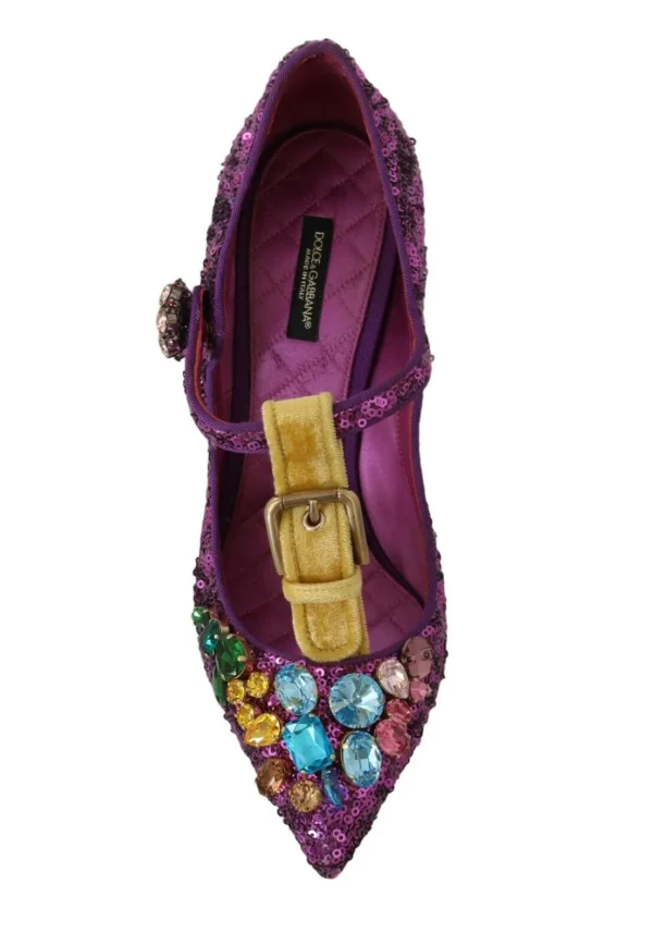 Dolce & Gabbana Women's Elegant Purple Sequined T-Strap Heels