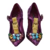 Dolce & Gabbana Women's Elegant Purple Sequined T-Strap Heels