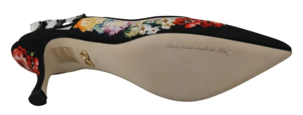 Dolce & Gabbana Women's Elegant Floral Slingback Heels with Crystal Embellishments