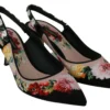 Dolce & Gabbana Women's Elegant Floral Slingback Heels with Crystal Embellishments