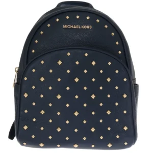 Michael Kors Women's Elegant Leather ABBEY Backpack in Navy Blue