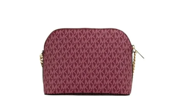 Michael Kors Women's Jet Set Medium Mulberry PVC Leather X Cross Dome Crossbody Handbag