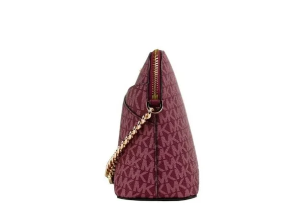 Michael Kors Women's Jet Set Medium Mulberry PVC Leather X Cross Dome Crossbody Handbag