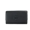 Tory Burch Women's Thea Small Black Pebble Leather Flat Wallet Crossbody Handbag