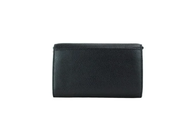 Tory Burch Women's Thea Small Black Pebble Leather Flat Wallet Crossbody Handbag