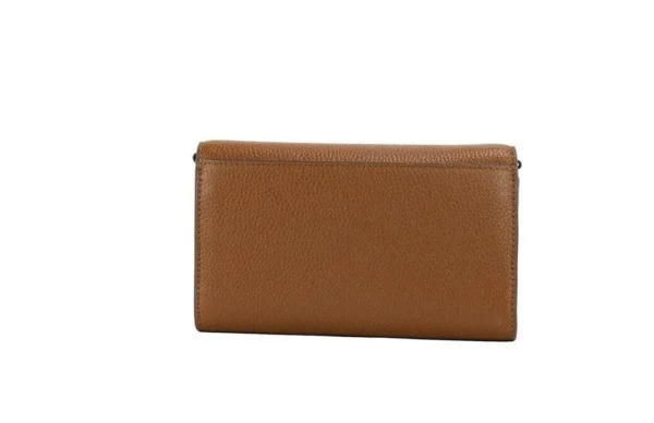 Tory Burch Women's Thea Small Moose Pebble Leather Flat Wallet Crossbody Handbag Brown