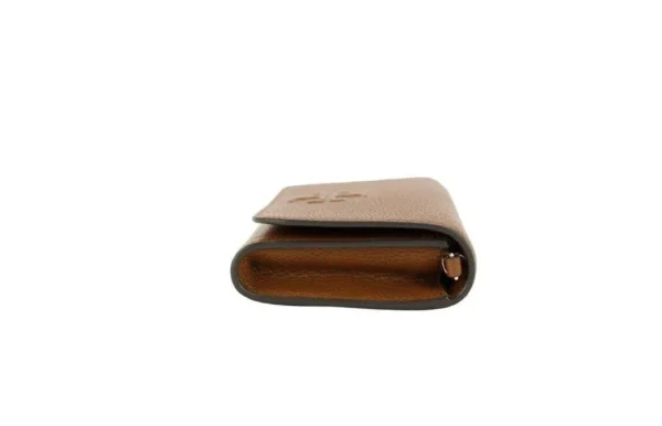 Tory Burch Women's Thea Small Moose Pebble Leather Flat Wallet Crossbody Handbag Brown