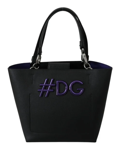 Dolce & Gabbana Women's Elegant Black Leather Shopping Tote