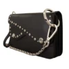 Dolce & Gabbana Women's Elegant Black Leather Shoulder Bag with Silver Detailing