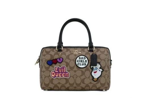COACH Women's Disney Villain Patches Signature Coated Canvas Rowan Satchel Bag