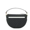 Michael Kors Women's Emilia Black White Signature PVC Small Half Moon Crossbody Handbag