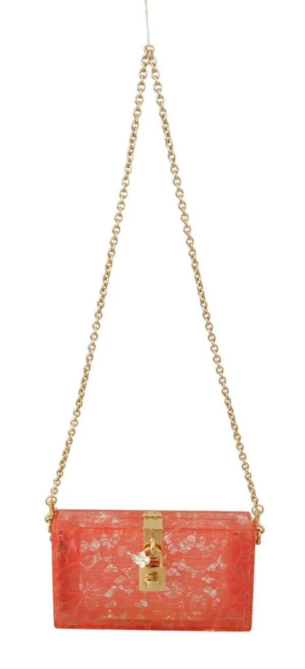 Dolce & Gabbana Women's Stunning Peach Clutch with Gold Chain