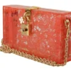 Dolce & Gabbana Women's Stunning Peach Clutch with Gold Chain