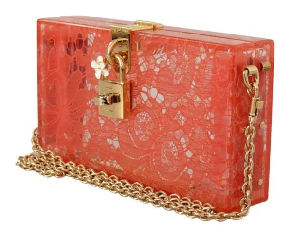 Dolce & Gabbana Women's Stunning Peach Clutch with Gold Chain