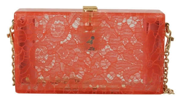Dolce & Gabbana Women's Stunning Peach Clutch with Gold Chain