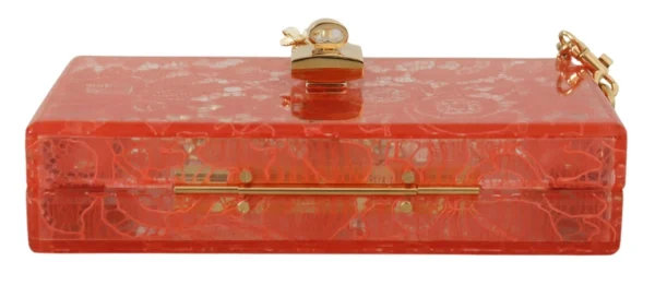 Dolce & Gabbana Women's Stunning Peach Clutch with Gold Chain